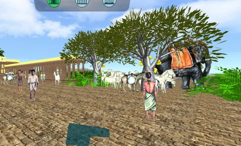 Navigation cues helping the user move through the bazaar