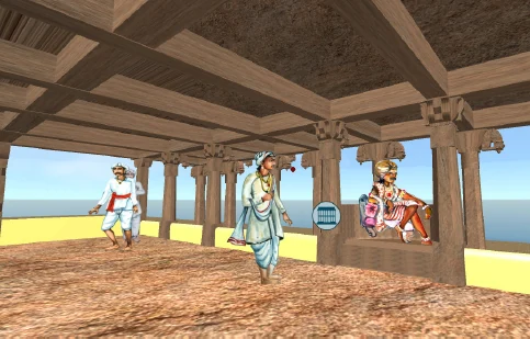 Immersive mandapa sequence inside the experience